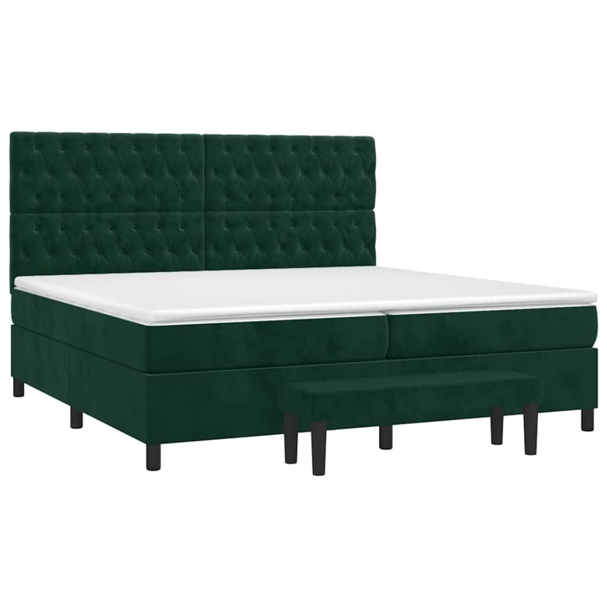 vidaXL Κρεβάτι Boxspring με Στρώμα Σκούρο Πράσινο 200x200εκ. Βελούδινο