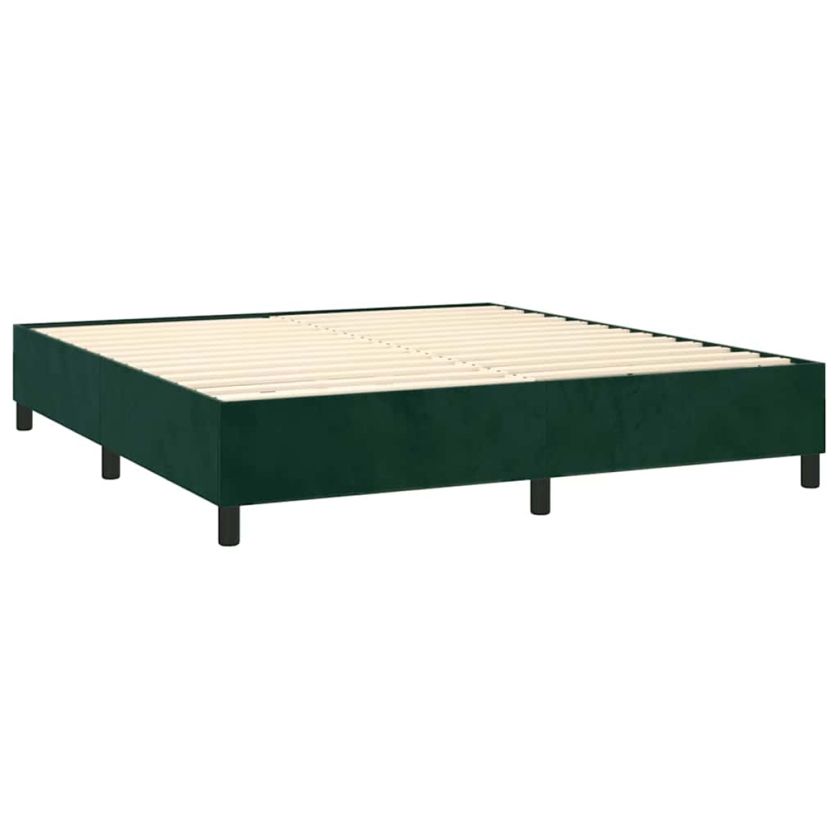 vidaXL Κρεβάτι Boxspring με Στρώμα Σκούρο Πράσινο 200x200εκ. Βελούδινο