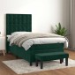 vidaXL Κρεβάτι Boxspring με Στρώμα Σκούρο Πράσινο 90x190 εκ. Βελούδινο