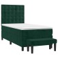 vidaXL Κρεβάτι Boxspring με Στρώμα Σκούρο Πράσινο 90x200 εκ. Βελούδινο