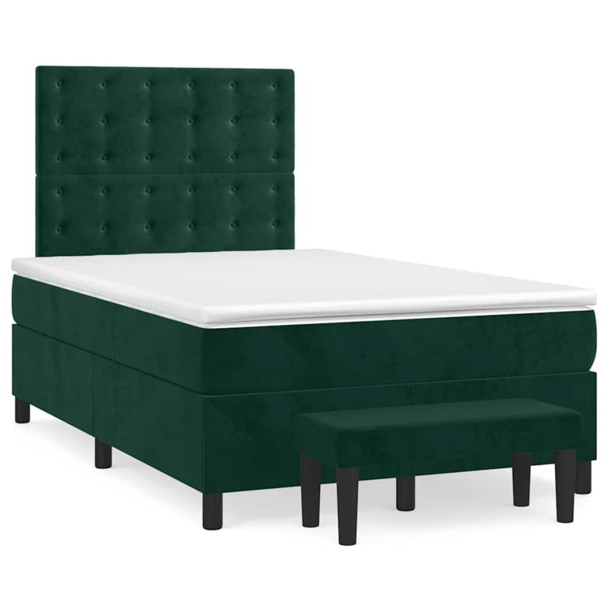 vidaXL Κρεβάτι Boxspring με Στρώμα Σκούρο Πράσινο 120x200εκ. Βελούδινο