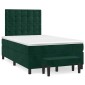 vidaXL Κρεβάτι Boxspring με Στρώμα Σκούρο Πράσινο 120x200εκ. Βελούδινο