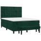 vidaXL Κρεβάτι Boxspring με Στρώμα Σκούρο Πράσινο 140x190εκ. Βελούδινο