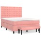 vidaXL Κρεβάτι Boxspring με Στρώμα Ροζ 140x190 εκ. Βελούδινο