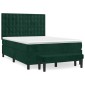 vidaXL Κρεβάτι Boxspring με Στρώμα Σκούρο Πράσινο 140x200εκ. Βελούδινο