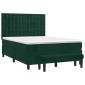 vidaXL Κρεβάτι Boxspring με Στρώμα Σκούρο Πράσινο 140x200εκ. Βελούδινο