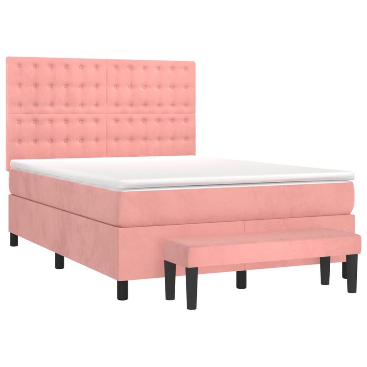 vidaXL Κρεβάτι Boxspring με Στρώμα Ροζ 140x200 εκ. Βελούδινο