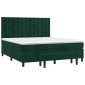 vidaXL Κρεβάτι Boxspring με Στρώμα Σκούρο Πράσινο 160x200εκ. Βελούδινο