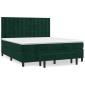 vidaXL Κρεβάτι Boxspring με Στρώμα Σκούρο Πράσινο 180x200εκ. Βελούδινο