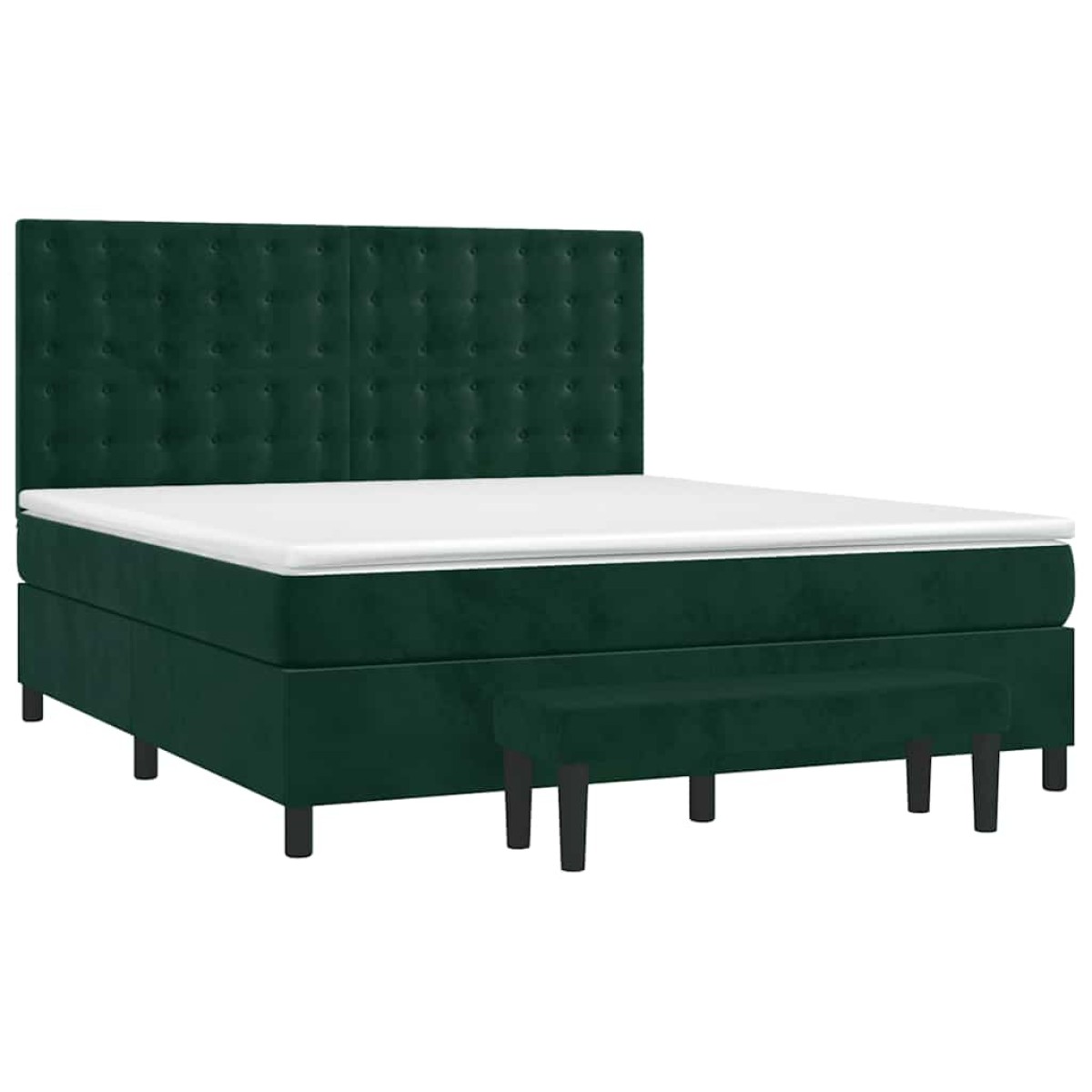 vidaXL Κρεβάτι Boxspring με Στρώμα Σκούρο Πράσινο 180x200εκ. Βελούδινο