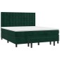 vidaXL Κρεβάτι Boxspring με Στρώμα Σκούρο Πράσινο 180x200εκ. Βελούδινο
