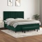 vidaXL Κρεβάτι Boxspring με Στρώμα Σκούρο Πράσινο 180x200εκ. Βελούδινο