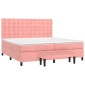 vidaXL Κρεβάτι Boxspring με Στρώμα Ροζ 200x200 εκ. Βελούδινο