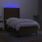 vidaXL Κρεβάτι Boxspring με Στρώμα & LED Σκ.Καφέ 80x200 εκ. Υφασμάτινο