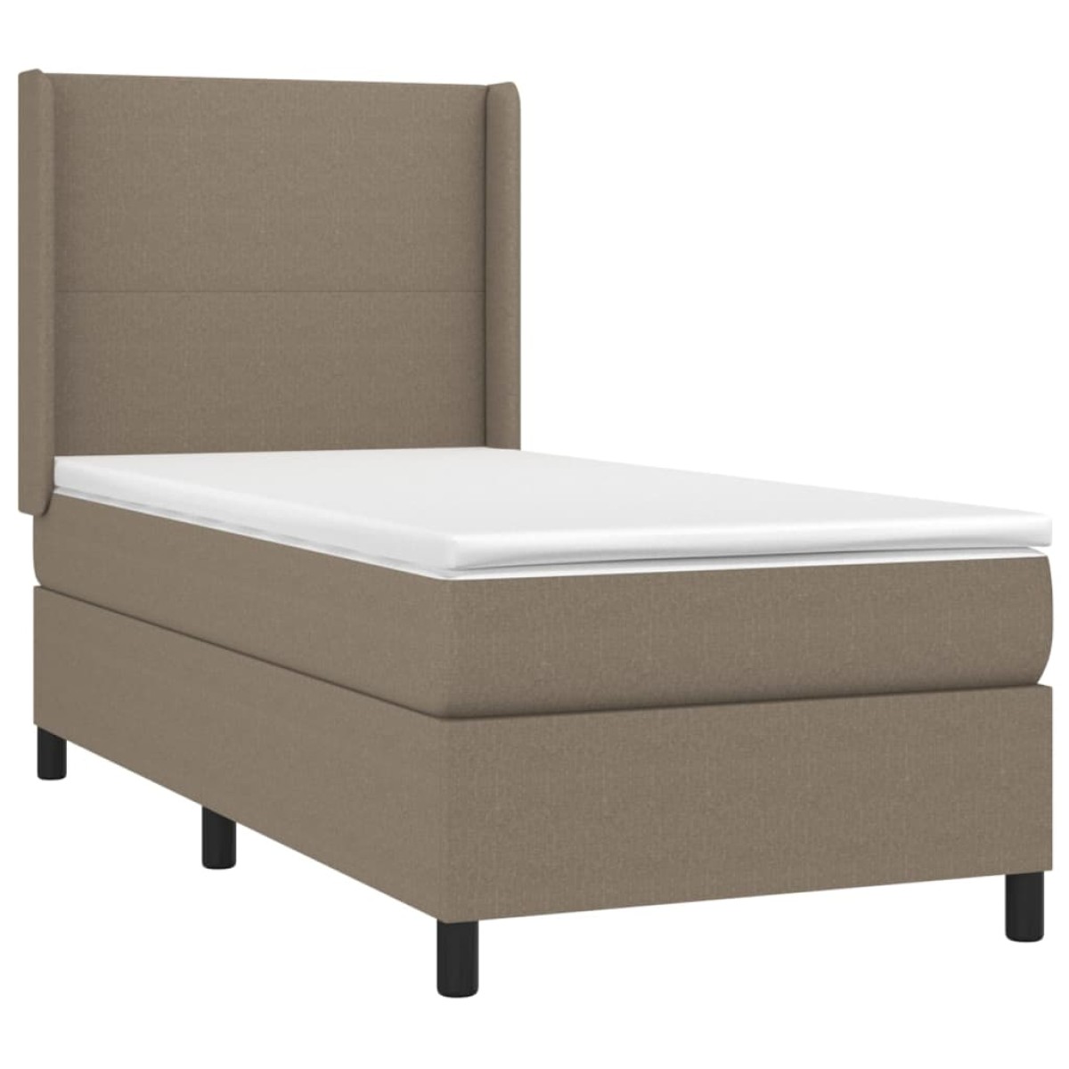 vidaXL Κρεβάτι Boxspring με Στρώμα & LED Taupe 90x200 εκ. Υφασμάτινο