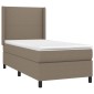 vidaXL Κρεβάτι Boxspring με Στρώμα & LED Taupe 90x200 εκ. Υφασμάτινο