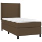 vidaXL Κρεβάτι Boxspring με Στρώμα & LED Σκ.Καφέ 100x200 εκ Υφασμάτινο
