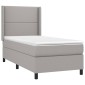 vidaXL Κρεβάτι Boxspring με Στρώμα & LED Αν.Γκρι 90x200 εκ. Υφασμάτινο