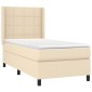 vidaXL Κρεβάτι Boxspring με Στρώμα & LED Κρεμ 90x200 εκ. Υφασμάτινο