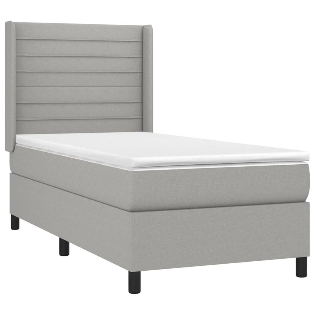 vidaXL Κρεβάτι Boxspring με Στρώμα & LED Αν.Γκρι 90x190 εκ. Υφασμάτινο