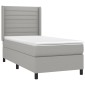 vidaXL Κρεβάτι Boxspring με Στρώμα & LED Αν.Γκρι 90x190 εκ. Υφασμάτινο
