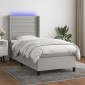 vidaXL Κρεβάτι Boxspring με Στρώμα & LED Αν.Γκρι 90x190 εκ. Υφασμάτινο