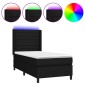 vidaXL Κρεβάτι Boxspring με Στρώμα & LED Μαύρο 90x190 εκ. Υφασμάτινο
