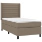 vidaXL Κρεβάτι Boxspring με Στρώμα & LED Taupe 90x200 εκ. Υφασμάτινο