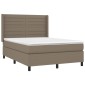vidaXL Κρεβάτι Boxspring με Στρώμα & LED Taupe 140x190 εκ. Υφασμάτινο