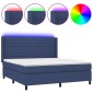 vidaXL Κρεβάτι Boxspring με Στρώμα & LED Μπλε 180x200 εκ. Υφασμάτινο