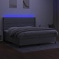 vidaXL Κρεβάτι Boxspring με Στρώμα & LED Αν.Γκρι 200x200εκ. Υφασμάτινο