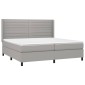 vidaXL Κρεβάτι Boxspring με Στρώμα & LED Αν.Γκρι 200x200εκ. Υφασμάτινο