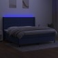 vidaXL Κρεβάτι Boxspring με Στρώμα & LED Μπλε 200x200 εκ. Υφασμάτινο