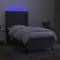 vidaXL Κρεβάτι Boxspring με Στρώμα & LED Σκ.Γκρι 80x200 εκ. Υφασμάτινο