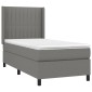 vidaXL Κρεβάτι Boxspring με Στρώμα & LED Σκ.Γκρι 80x200 εκ. Υφασμάτινο