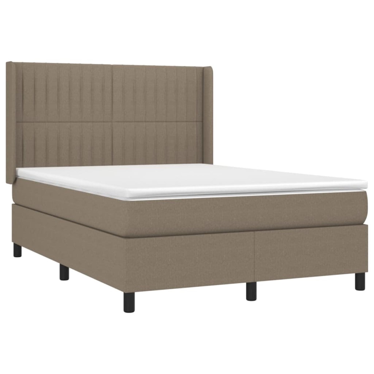 vidaXL Κρεβάτι Boxspring με Στρώμα & LED Taupe 140x190 εκ. Υφασμάτινο