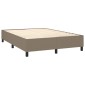 vidaXL Κρεβάτι Boxspring με Στρώμα & LED Taupe 140x190 εκ. Υφασμάτινο