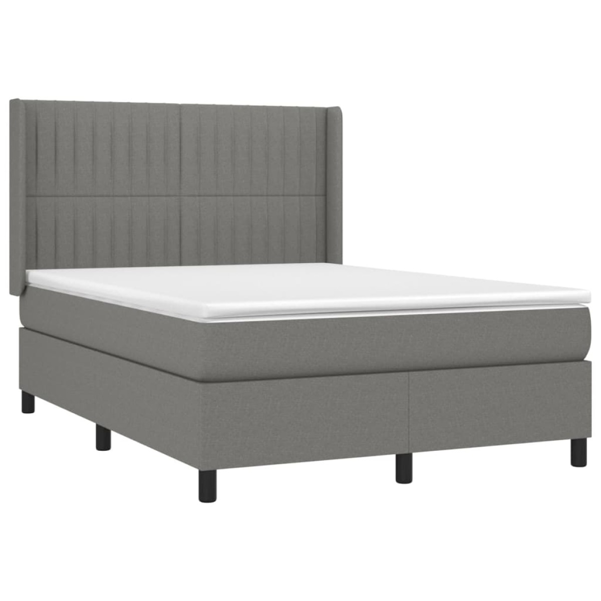vidaXL Κρεβάτι Boxspring με Στρώμα & LED Σκ.Γκρι 140x200 εκ Υφασμάτινο