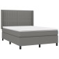 vidaXL Κρεβάτι Boxspring με Στρώμα & LED Σκ.Γκρι 140x200 εκ Υφασμάτινο