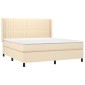 vidaXL Κρεβάτι Boxspring με Στρώμα & LED Κρεμ 160x200 εκ. Υφασμάτινο