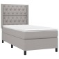 vidaXL Κρεβάτι Boxspring με Στρώμα & LED Αν.Γκρι 80x200 εκ. Υφασμάτινο