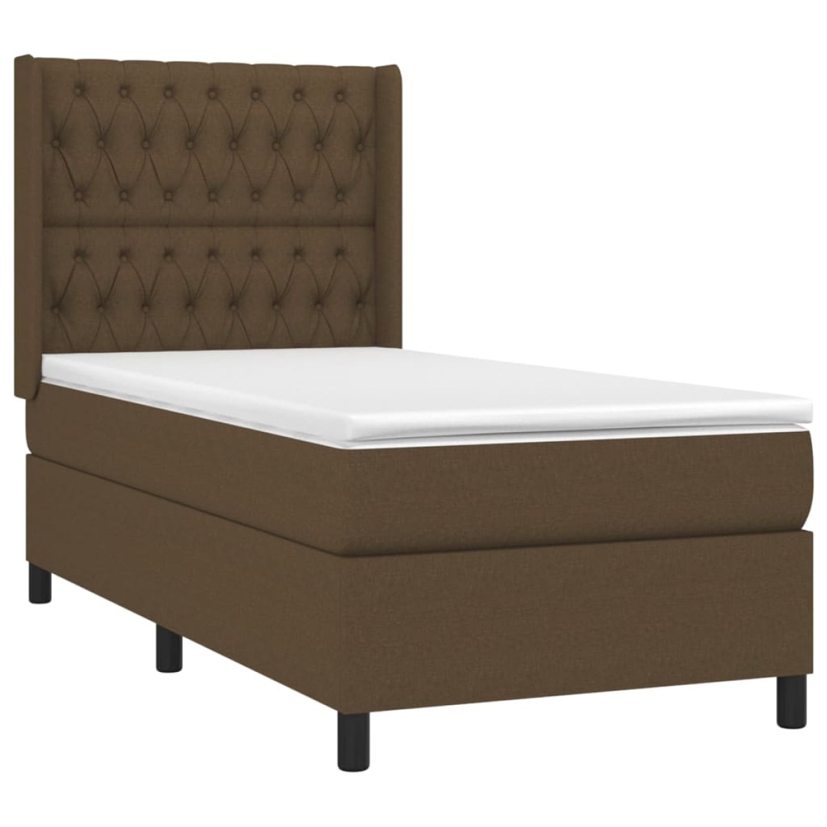 vidaXL Κρεβάτι Boxspring με Στρώμα & LED Σκ.Καφέ 90x190 εκ. Υφασμάτινο