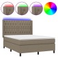 vidaXL Κρεβάτι Boxspring με Στρώμα & LED Taupe 140x190 εκ. Υφασμάτινο