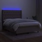 vidaXL Κρεβάτι Boxspring με Στρώμα & LED Taupe 140x190 εκ. Υφασμάτινο