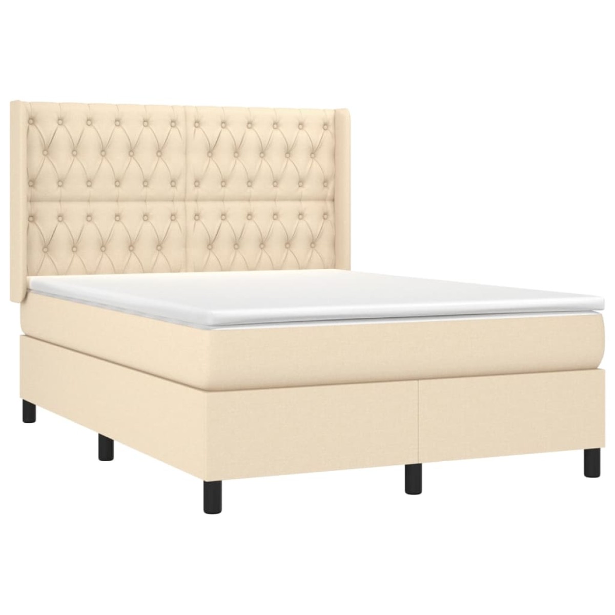 vidaXL Κρεβάτι Boxspring με Στρώμα & LED Κρεμ 140x190 εκ. Υφασμάτινο