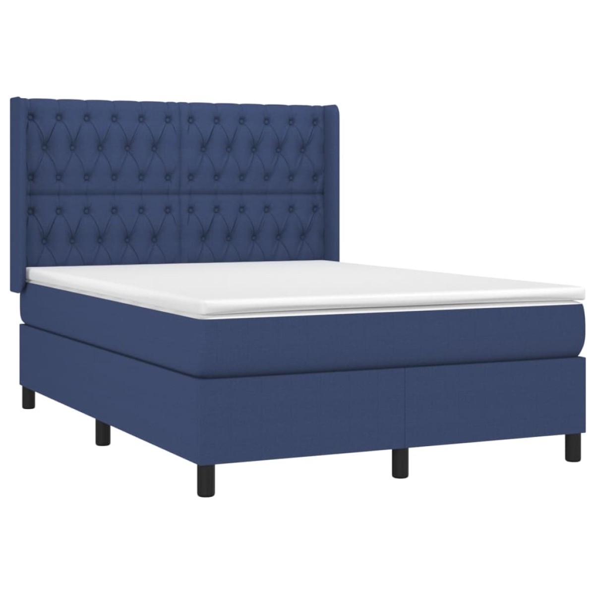 vidaXL Κρεβάτι Boxspring με Στρώμα & LED Μπλε 140x190 εκ. Υφασμάτινο