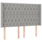 vidaXL Κρεβάτι Boxspring με Στρώμα & LED Αν.Γκρι 140x200εκ. Υφασμάτινο