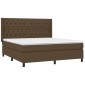 vidaXL Κρεβάτι Boxspring με Στρώμα & LED Σκ.Καφέ 160x200εκ. Υφασμάτινο