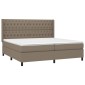 vidaXL Κρεβάτι Boxspring με Στρώμα & LED Taupe 200x200 εκ. Υφασμάτινο