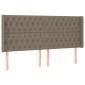 vidaXL Κρεβάτι Boxspring με Στρώμα & LED Taupe 200x200 εκ. Υφασμάτινο